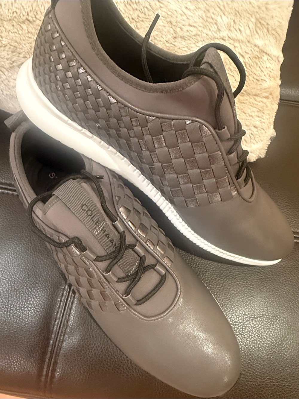 Cole Haan Men’s Brown Woven Leather Athletic Sneaker